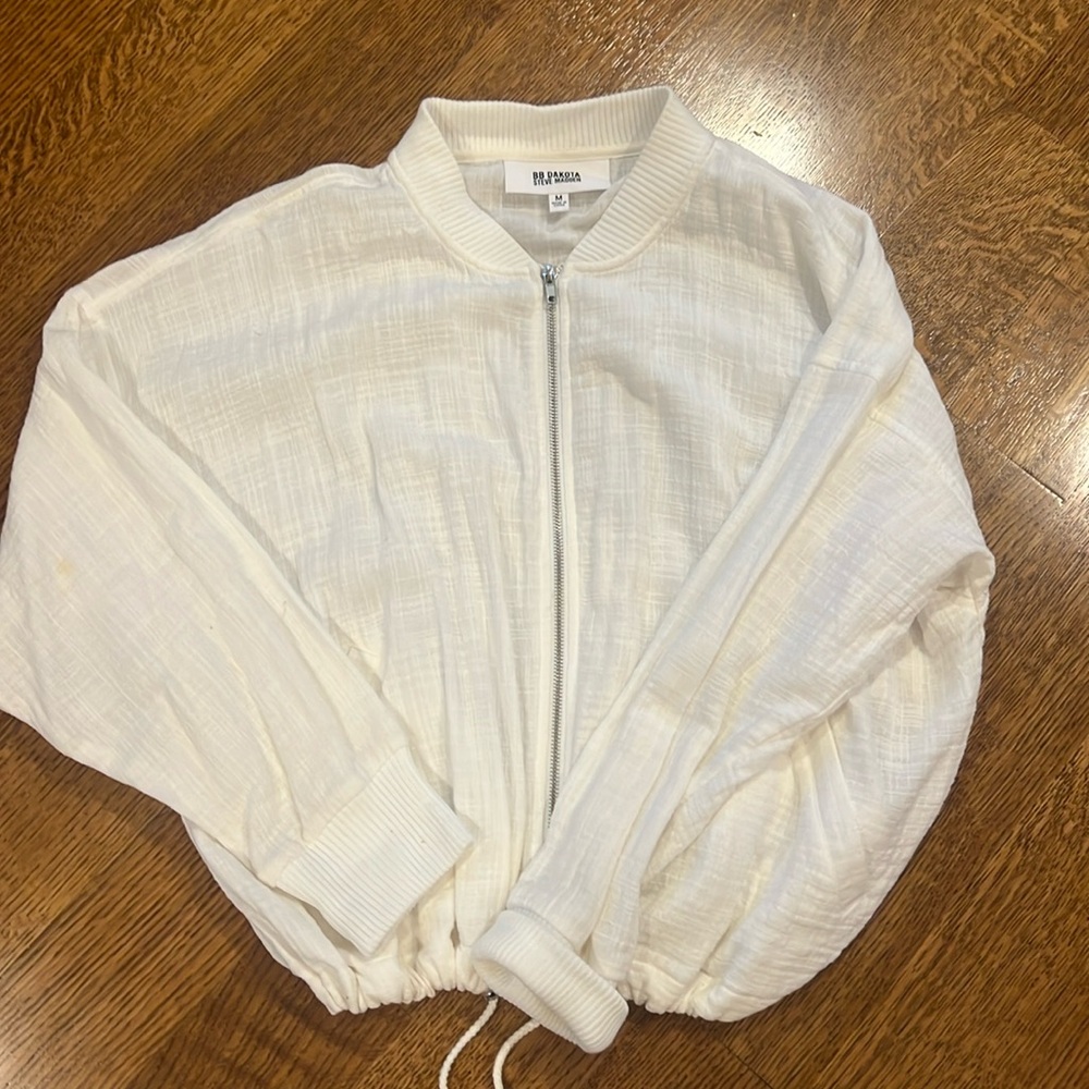 WHITE CROPPED BB DAKOTA STEVE MADDEN JACKET WOMENS MEDIUM